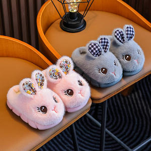 Women's Canvas Cotton Fluffy Cute Puppy-pattern Winter Warm Eco-friendly Slip-resistant Plastic-soled Plush Evergreen Mules - Product Image 2