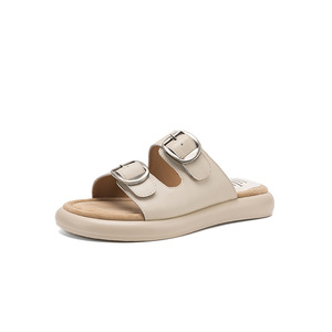<b>Soft</b> Sheepskin Platform Slide Sandals Women Adjustable Buckle Open Toe Casual Outdoor <b>Shoes</b> - Product Image 5