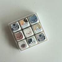 Cute Cat Keyboard Fidget Toy Crisp Sound,Stress Relief Fidget Clicker Keychain Creative Keycap Button