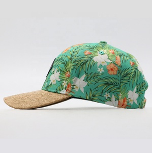 Casquettes <span class=keywords><strong>de</strong></span> baseball <span class=keywords><strong>en</strong></span> cuir avec décoration florale sur le bord <span class=keywords><strong>en</strong></span> liège, impression intégrale, design personnalisé, 6 panneaux, casquettes <span class=keywords><strong>de</strong></span> sport - Product Image 4