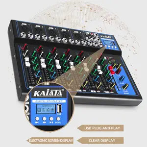 KAIKA F7- MB Professional 7-channel Live Sound Card USB Playback DJ Console Audio Mixer