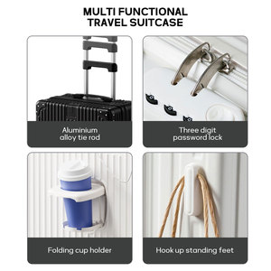 Colorful Design Durable Portable Trolley <strong>Bag</strong> <strong>with</strong> Cup Holder 20/24/28inches Spinner <strong>Wheel</strong> <strong>Lightweight</strong> Waterproof <strong>Travel</strong> Suitcase - Product Image 3