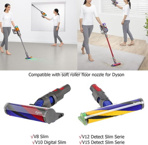 Varilla de cepillo de rodillo suave para aspiradora compatible con Dysons <span class=keywords><strong>V8</strong></span> <span class=keywords><strong>Slim</strong></span> V10 <span class=keywords><strong>Slim</strong></span> V12 Detect <span class=keywords><strong>Slim</strong></span> V15 Detect <span class=keywords><strong>Slim</strong></span> - Product Image 2