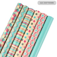 Papier d'emballage cadeau écologique recyclable à pois et rayures, style frais, vente en gros pour bouquets de fleuristes et arrangements floraux