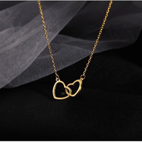 Pendentif Double cœur d'amour en plaqué or 18k, pour la saint-valentin, vente en gros, bijoux de Couples, livraison gratuite