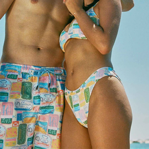 Ensemble <span class=keywords><strong>de</strong></span> maillots <span class=keywords><strong>de</strong></span> <span class=keywords><strong>bain</strong></span> <span class=keywords><strong>pour</strong></span> couple, <span class=keywords><strong>mini</strong></span> micro brésilien, imprimé sexy, personnalisé OEM, bikini sexy et short <span class=keywords><strong>de</strong></span> <span class=keywords><strong>bain</strong></span> <span class=keywords><strong>pour</strong></span> <span class=keywords><strong>homme</strong></span> à séchage rapide, ensemble <span class=keywords><strong>de</strong></span> bikini d'été - Product Image 1