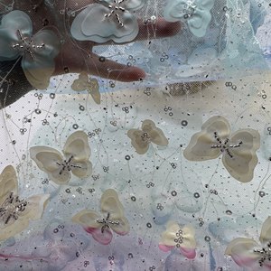 Tela de <span class=keywords><strong>Tul</strong></span> con Lentejuelas y Bordado de Mariposas 3D en Color Degradado, Diseño Más Reciente de 2025, para Decoración de Bodas de Ensueño - Product Image 2