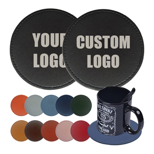 Wholesale Custom PU Leather Coasters Promotional Gift Coasters Pu Leather Car Cup Mat Beverage Coasters with Custom Logo