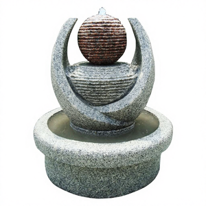 Fuente Redonda de Piedra de Granito Natural en Oferta, Fuente Interior con Rodillo, Estilo Bali, Cascada de Agua - Product Image 1