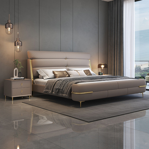 Muebles de Dormitorio Modernos de Madera de Lujo, Camas Tapizadas Suaves, Estructura de Cama Doble Tamaño Completo con Almacenamiento, Diseños Simples y Elegantes - Product Image 1