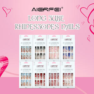 AIERFEI 2024 plus récent Tik Tok presse sur les ongles strass diamant long carré <span class=keywords><strong>faux</strong></span> ongles prêt bâton sur les ongles pressés - Product Image 5