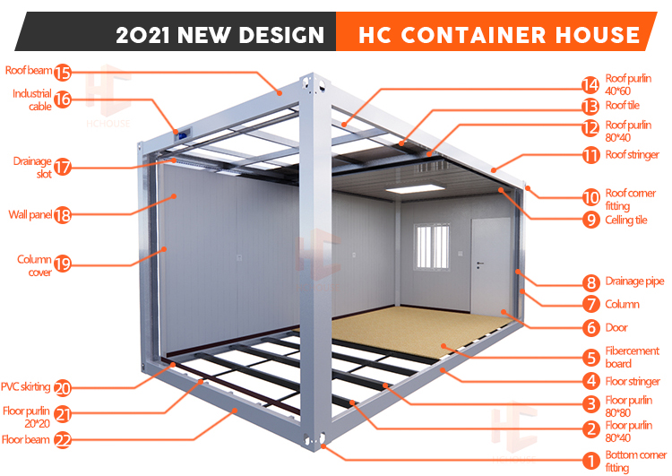 New design 40ft detachable flat pack prefab container house for sale