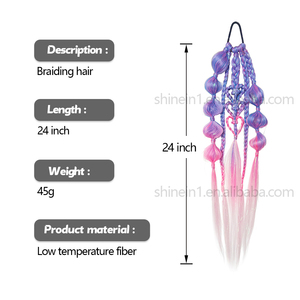 Shinein Estensioni per Capelli a Treccia Crochet Fatte a Mano da 24 Pollici, a Forma <span class=keywords><strong>di</strong></span> Cuore, Colorate, <span class=keywords><strong>con</strong></span> Effetto Bolle e Tinsel - Product Image 2