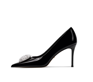 Nuovi Arrivi del Produttore: Eleganti e Versatili <span class=keywords><strong>Tacchi</strong></span> a Spillo in Pelle Verniciata Grigia con Punta Affusolata e Taglio Basso - Product Image 1