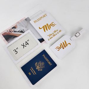 Porta Pasaportes de Viaje de Piel Sintética con Estampado Dorado para Hombre y Mujer, Sin Cierre, Juego de Etiquetas para Equipaje, Logotipo Personalizado Disponible - Product Image 3