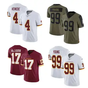 Genähte American Football Jersey Männer Team Uniform 4 HEINICKE 99 YOUNG 90 SWEAT 17 McLAURIN Soccer Shrit Großhandel