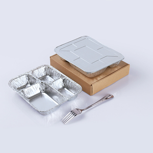 Compartiment Feuille <span class=keywords><strong>D</strong></span>'étain En Aluminium Feuille Plaque Alimentaire/<span class=keywords><strong>Plat</strong></span> De Cuisson Avec Couvercle - Product Image 5
