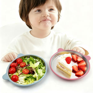 Bol <span class=keywords><strong>compartiment</strong></span>é pour enfants en acier inoxydable et silicone avec couvercle antidérapant à ventouse, écologique, sans BPA, compatible lave-vaisselle - Product Image 1