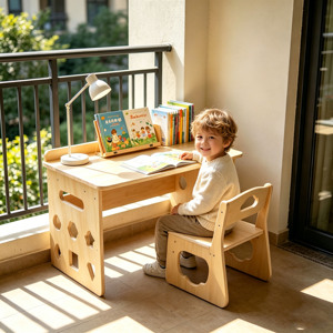 Montessori 3 Heights Adjustable Wooden Toddler <b>Table</b> Chair <b>Set</b> Kids Activity <b>Table</b> Step <b>Stools</b> Blackboard Weaning <b>Table</b> - Product Image 2