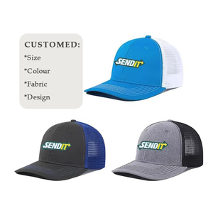 Personalizado personalizado hombres negro bordado sombrero de fábrica al por mayor deporte 6 paneles transpirable camionero sombrero - Product Image 6