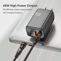Chargeur mural US Plug 65W GaN | Adaptateur secteur PD65W USB et chargeur de voyage à charge rapide de type C pour téléphones portables