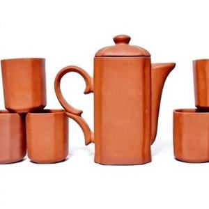 Juego de café portátil de arcilla ecológico hecho a mano con tetera - Product Image 1