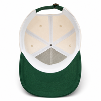 Casquettes de baseball à 5 panneaux brodées plates, 100 % coton, respirantes, imperméables, avec fermeture à boucle simple et visière bicolore