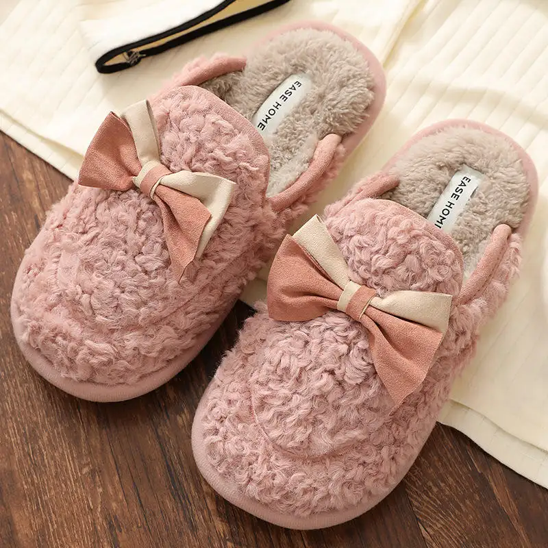 Hot promotional female winter soft slippers comfortable light-weight sole home slippers