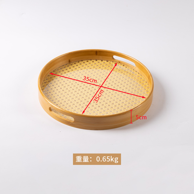 Round handbag with woven rattan base, 35*35*5