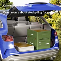 Boîte de rangement pliable en plastique pour extérieur, table-banc-chaise multifonctionnelle pour voiture et camping, organisateur portable tout-en-un avec roues