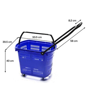 Chariot de courses en plastique grand format avec roues et panier à main pour supermarché et magasin de détail - Product Image 2