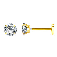 Getta G23 Titane Zircone Géométrique à Quatre Griffes Clou d'oreille à dos plat pour Piercing Hélix, Conch, Labret, Cartilage