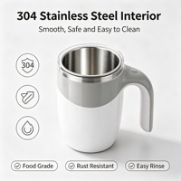 Mug à café auto-mélangeur automatique, mélange électrique à une touche, 380 ml, intérieur en acier inoxydable 304, moulé par injection, mug de voyage pour la cuisine