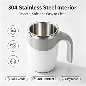 Taza <span class=keywords><strong>de</strong></span> Café Autoagitadora, Mezcla Eléctrica con un Toque, 380 ml, Interior <span class=keywords><strong>de</strong></span> Acero Inoxidable 304, Moldeada por Inyección, para Cocina y Viajes - Product Image 2