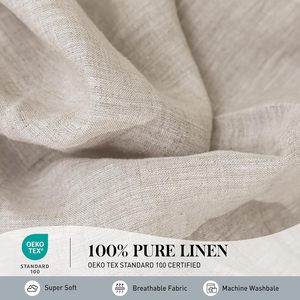Juego de Ropa de Cama de Lino 100% Puro, 4 Piezas, Tamaño King, Sábana Plana Nórdica, Lino Francés Natural, Sábana Ajustable, Color Sólido, Funda de Almohada para el Hogar - Product Image 5