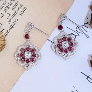 Boucles d'oreilles rouges en argent pur plaqué or, style tendance - Product Image 4