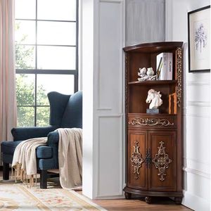 European Wood Wine Cabinet with <strong>Drawers</strong> Tall <strong>Storage</strong> <strong>Unit</strong> - American Style Painted Vintage Sideboard Cabinet - Product Image 5