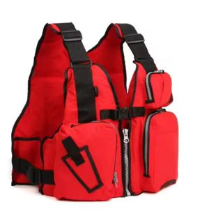 Gilet de chasse, de randonnée, de journalisme, de photographie, en toile rouge personnalisée, multi-poches, pour homme, style safari - Product Image 6