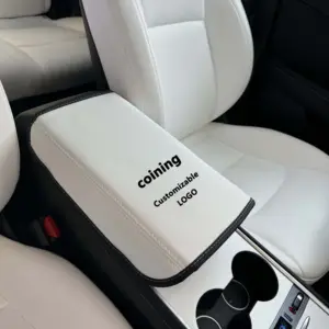Car Armrest Cover For Tesla Model 3 Model Y PU Leather Center Console Protector Anti-Scratch Easy Installation Automobile Wate