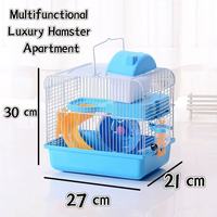 Vente directe d'usine luxe Double Villa Hamster Cage motif solide petite souris de jardin fournitures jouets boîte emballée en plastique
