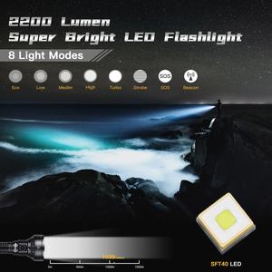 Linterna LED Táctica Recargable Súper Brillante de 1800lm IPX8 21700, Linterna EDC con <span class=keywords><strong>ATR</strong></span> para Correr/Campamento/Busca - Product Image 5