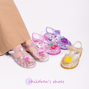 Cartoon Children Crystal Jelly <b>Sandals</b> <b>Summer</b> Girls Soft Sole Non-slip Closed Toe Princess Roman Shoes - Product Image 1