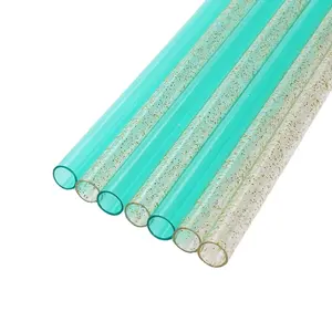 Reusable Plastic Glitter Drinking Straw BPA-free PETG Purple Glitter Straw Eco-friendly Hard Plastic Sparkle Drinking Straw