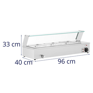 Calentador de Alimentos Comercial de Acero Inoxidable Tipo Baño María, Calentador de Buffet de Sobremesa con Tapa de Vidrio, 4 Recipientes para Servir - Product Image 2