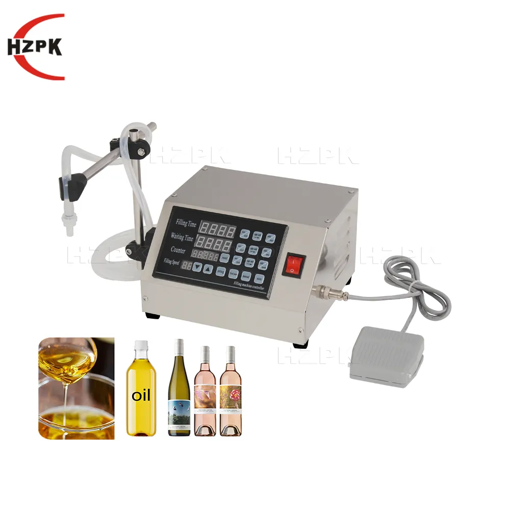 HZPK Machine de remplissage numérique semi-automatique pour bouteilles en verre en plastique, eau et liquide, remplisseuse de jus d'huile d'olive, petite entreprise