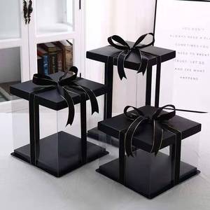 Scatola per Torta di Compleanno Semplice, all'Ingrosso, a Doppio Strato, Trasparente, Nera, Ecologica - Product Image 1
