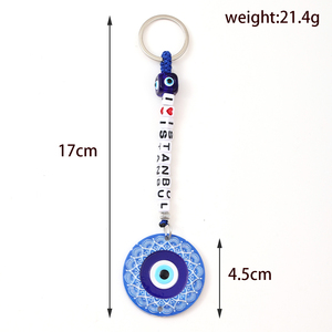 Portachiavi Pendente Rotondo <span class=keywords><strong>in</strong></span> Resina con Occhio del Diavolo, Souvenir Turistico di <span class=keywords><strong>Istanbul</strong></span>, Stampa UV Ecologica, Vendita all'Ingrosso - Product Image 4