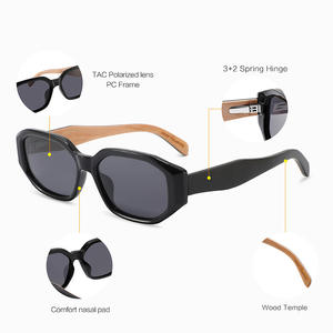 Gafas de Sol Polarizadas Union con Marco Negro de PC, Lentes TAC UV400, Unisex, Ligeras, Patillas de Madera, Protección Solar para Viajes y Conducción - Product Image 1