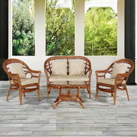 Ensemble de tables basses modulaires en rotin faites à la main, inspirées de l'Indonésie, pour une utilisation en extérieur et en intérieur, villa, appartement, salon