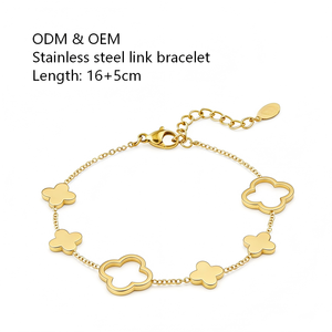 Pulsera <span class=keywords><strong>de</strong></span> Cadena <span class=keywords><strong>de</strong></span> Moda con Trébol <span class=keywords><strong>de</strong></span> Cuatro Hojas Hueco, Acero Inoxidable, Chapado en Oro PVD, Hipoalergénica, Impermeable, Venta al por Mayor <span class=keywords><strong>para</strong></span> <span class=keywords><strong>Mujer</strong></span> - Product Image 2